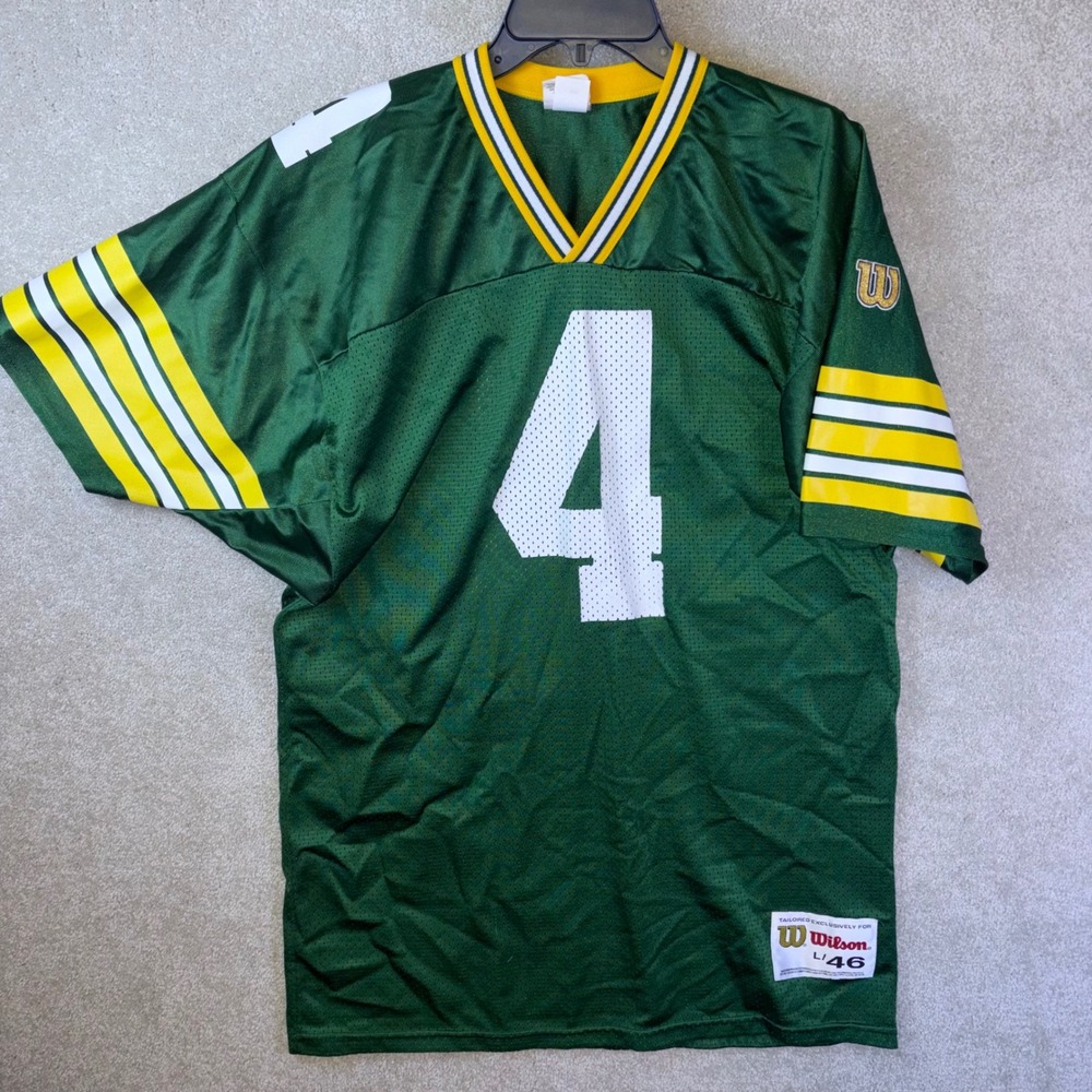 Vintage Brett Favre #4 Green Bay Packers Wilson Football Jersey Mens Large USA